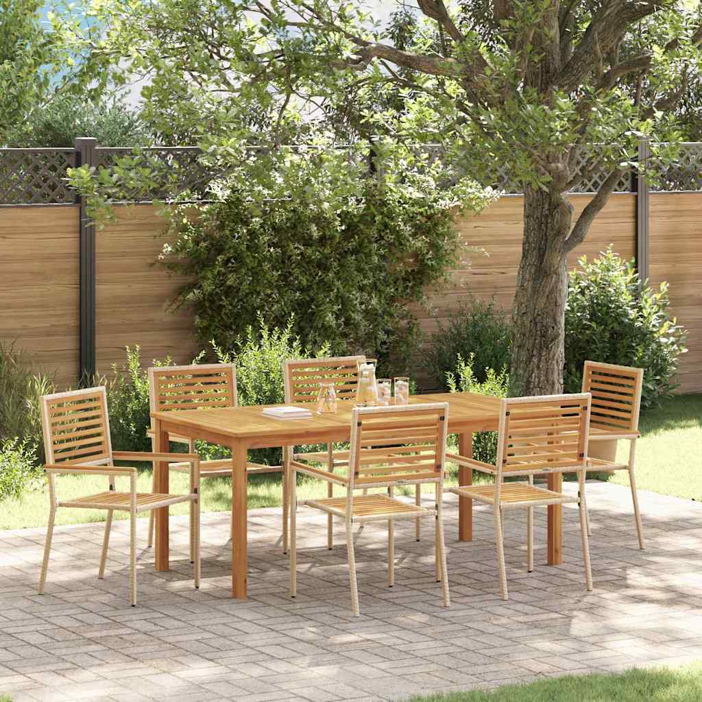 Garten Essgruppe 7 pcs Beige Poly Rattan